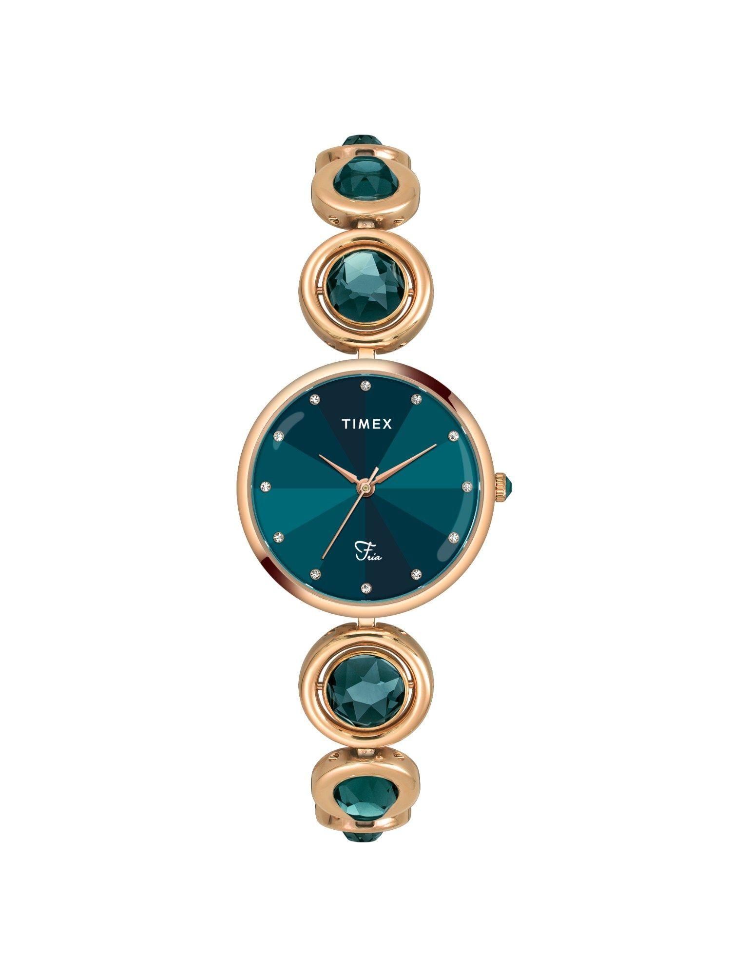 fria women teal round analog watch - twel16404