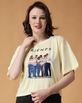 friends print crew-neck t-shirt