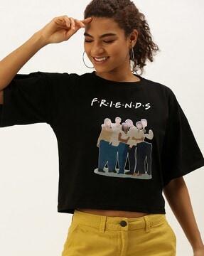 friends print crew-neck t-shirt