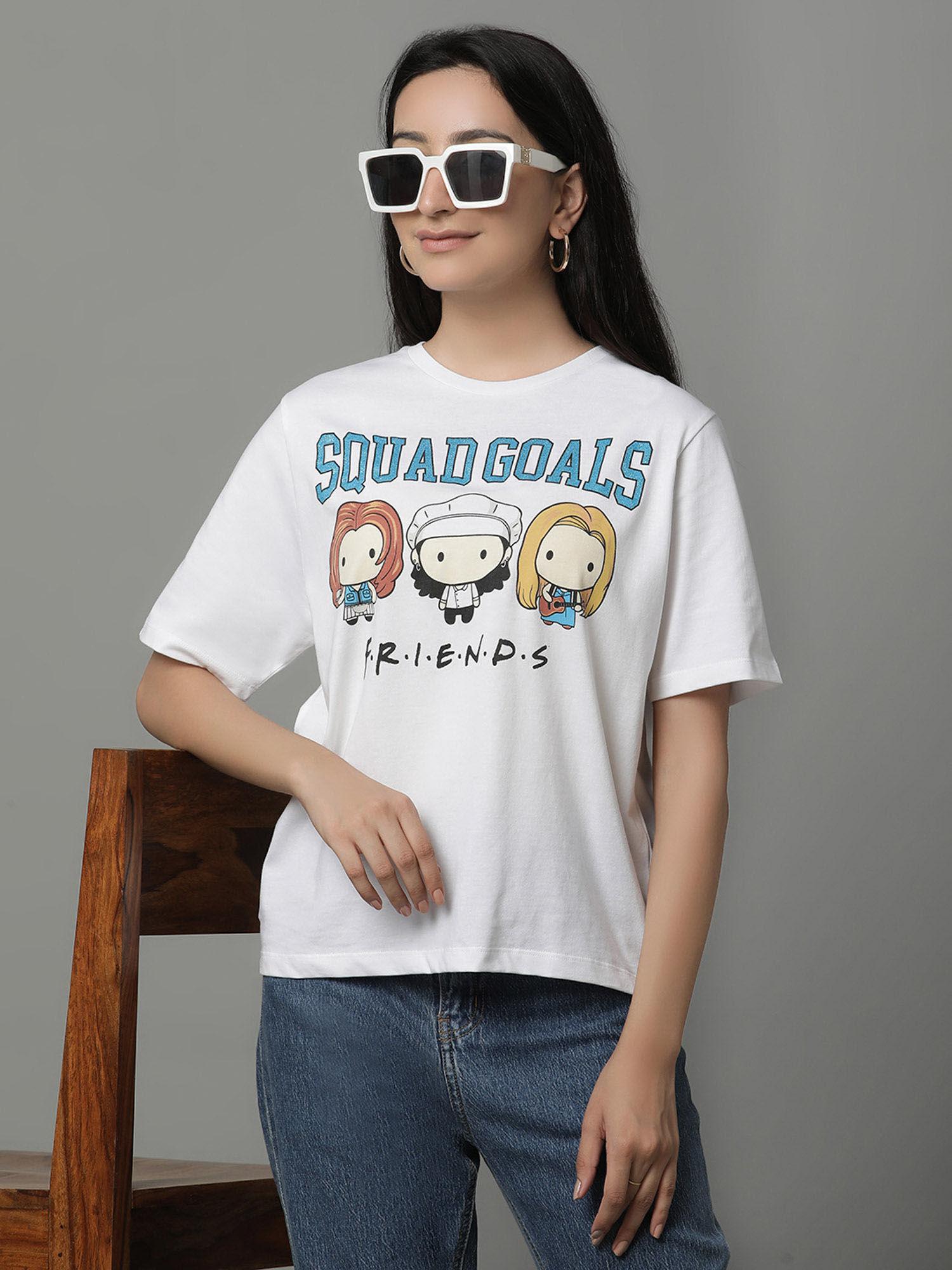 friends printed relaxed fit t-shirt for women