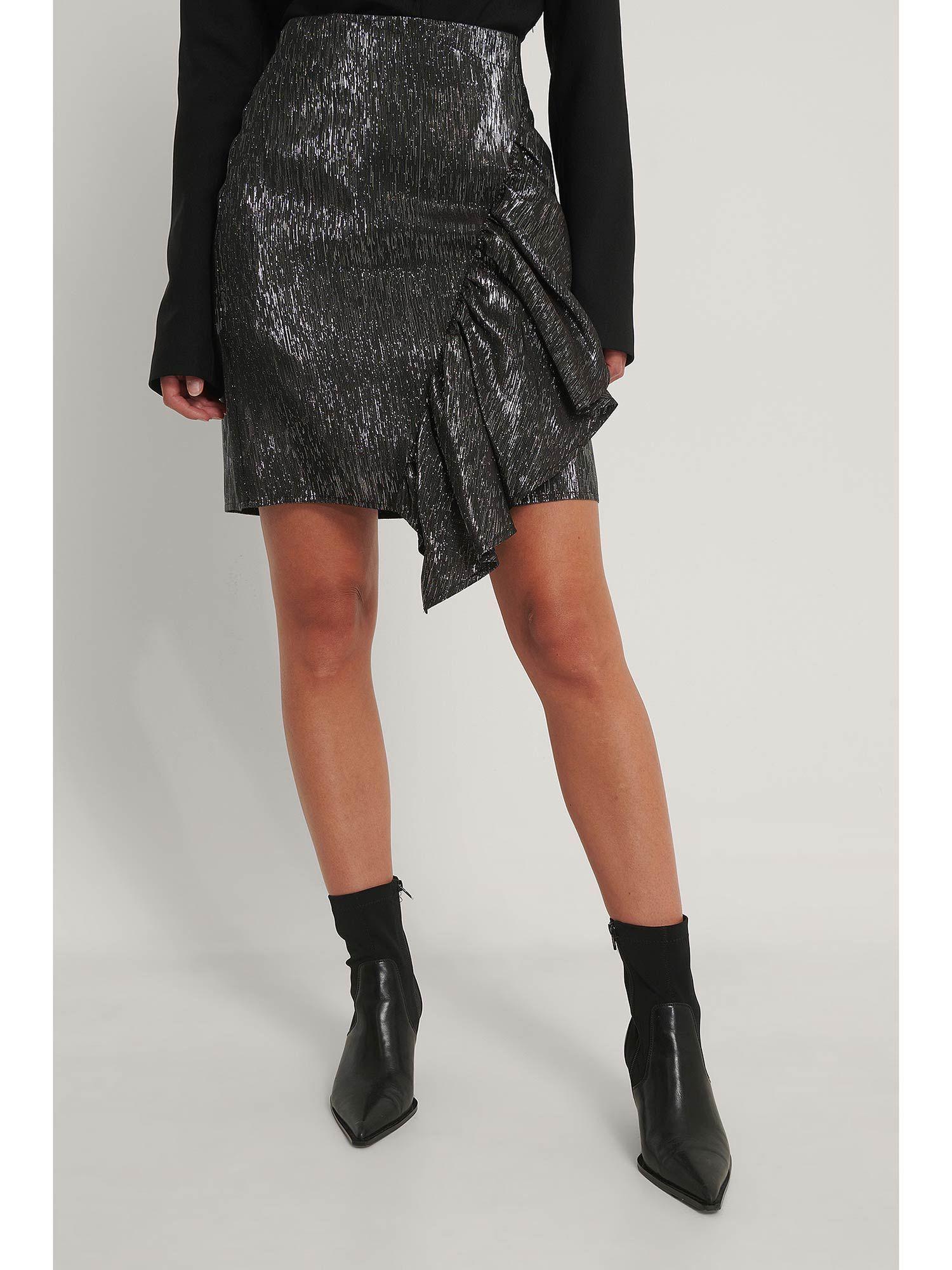 frill glittery skirt silver