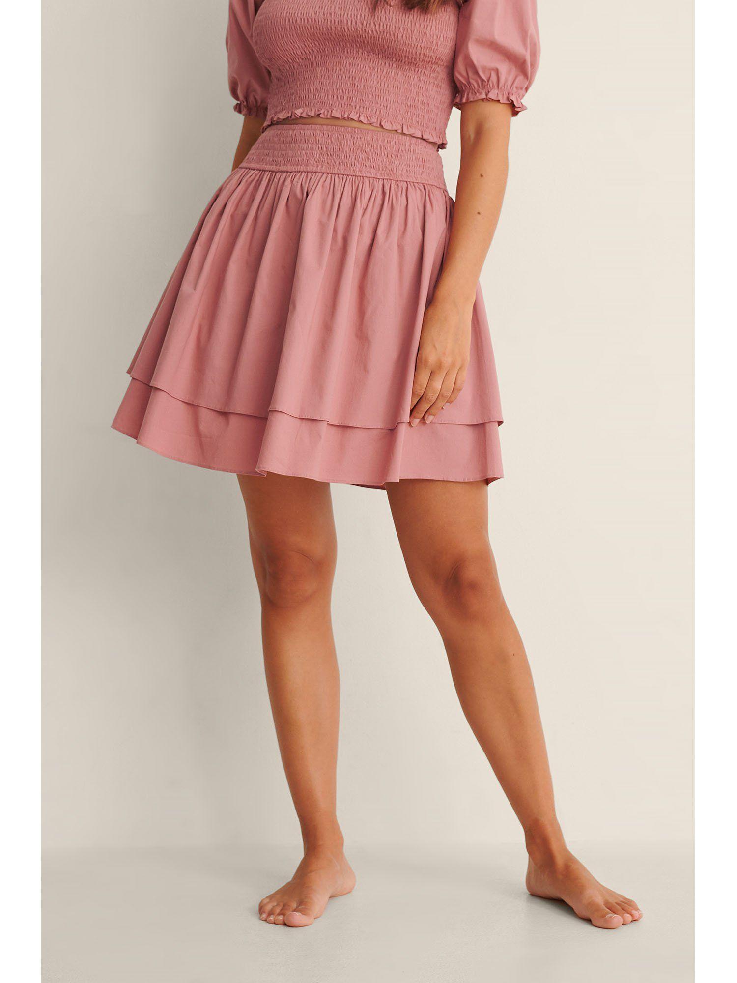 frill mini skirt-dusty dark pink