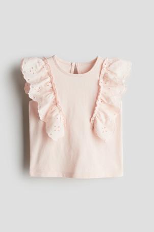 frill-trimmed cotton top