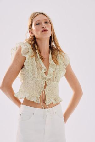 frill-trimmed blouse