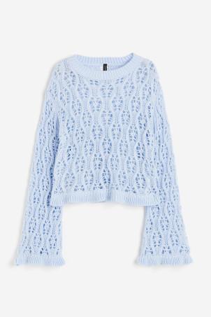 frill-trimmed pointelle-knit jumper