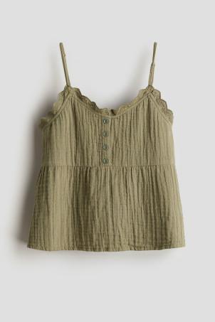 frill-trimmed strappy top