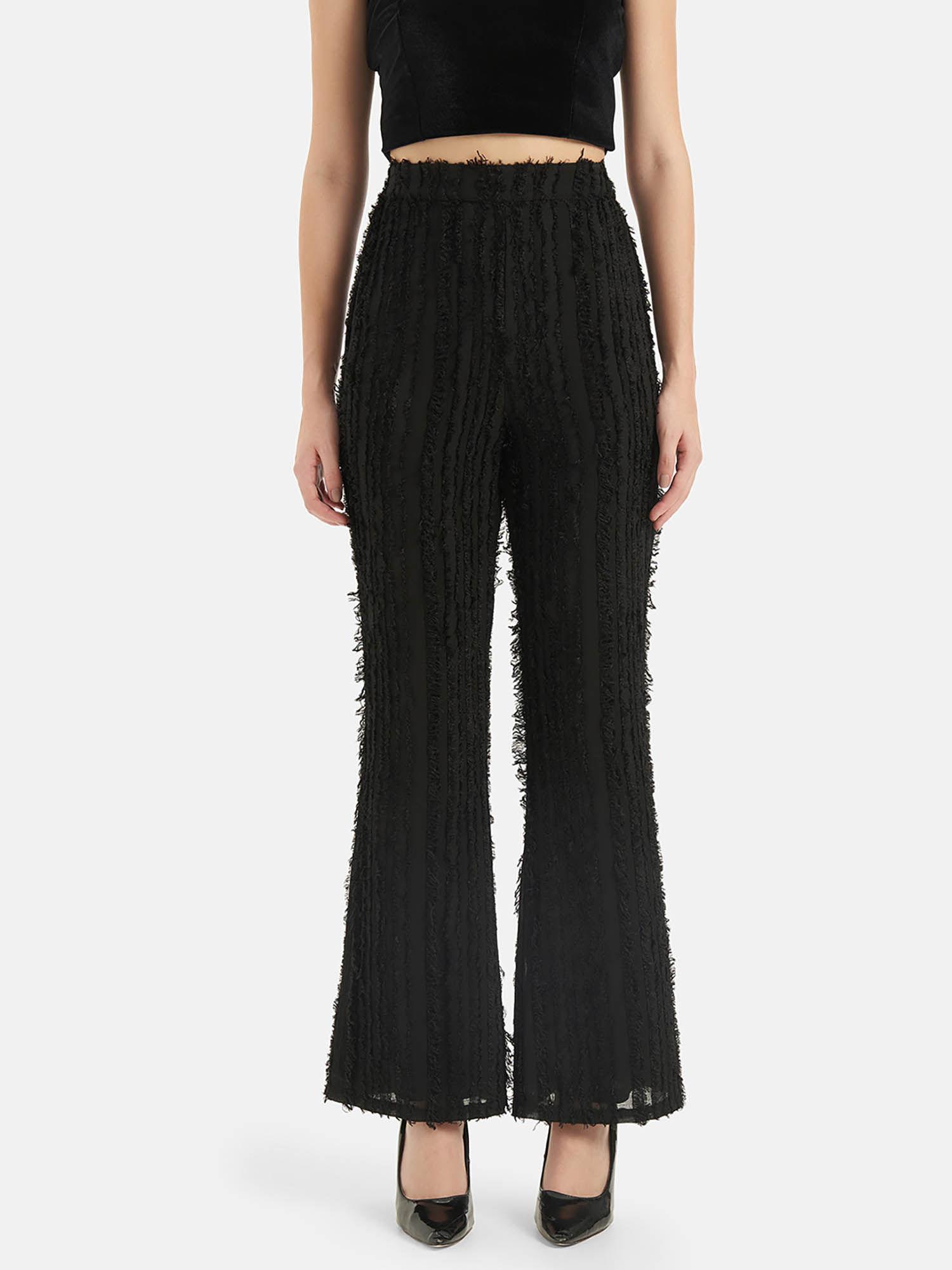 fringed straight fit trousers