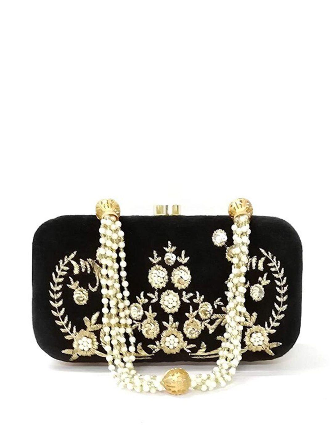 fringes embroidered box clutch