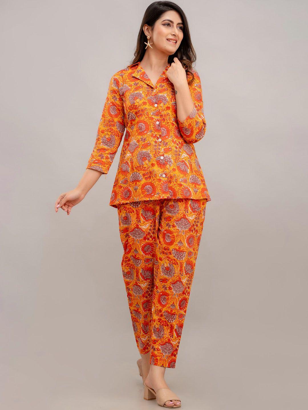 frionkandy printed pure cotton shirt with trousers co-ords