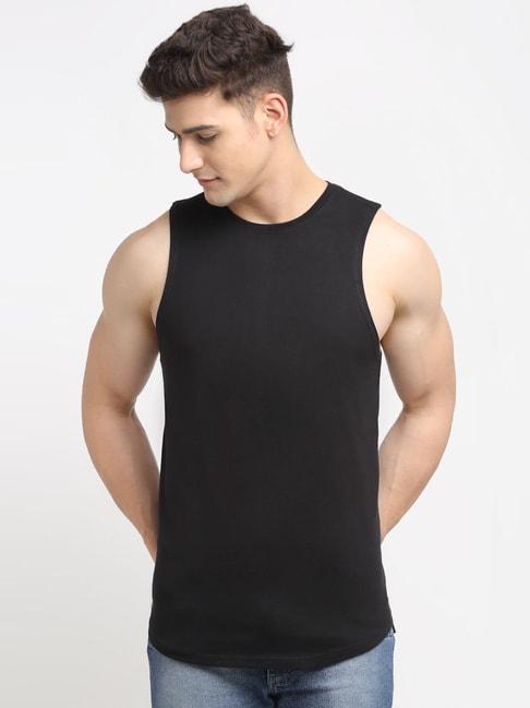 friskers black cotton slim fit vest