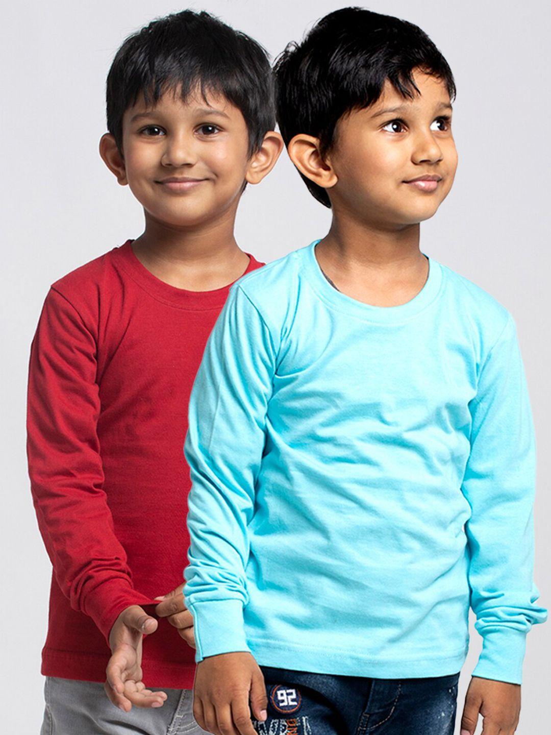 friskers boys pack of 2 solid running t-shirt