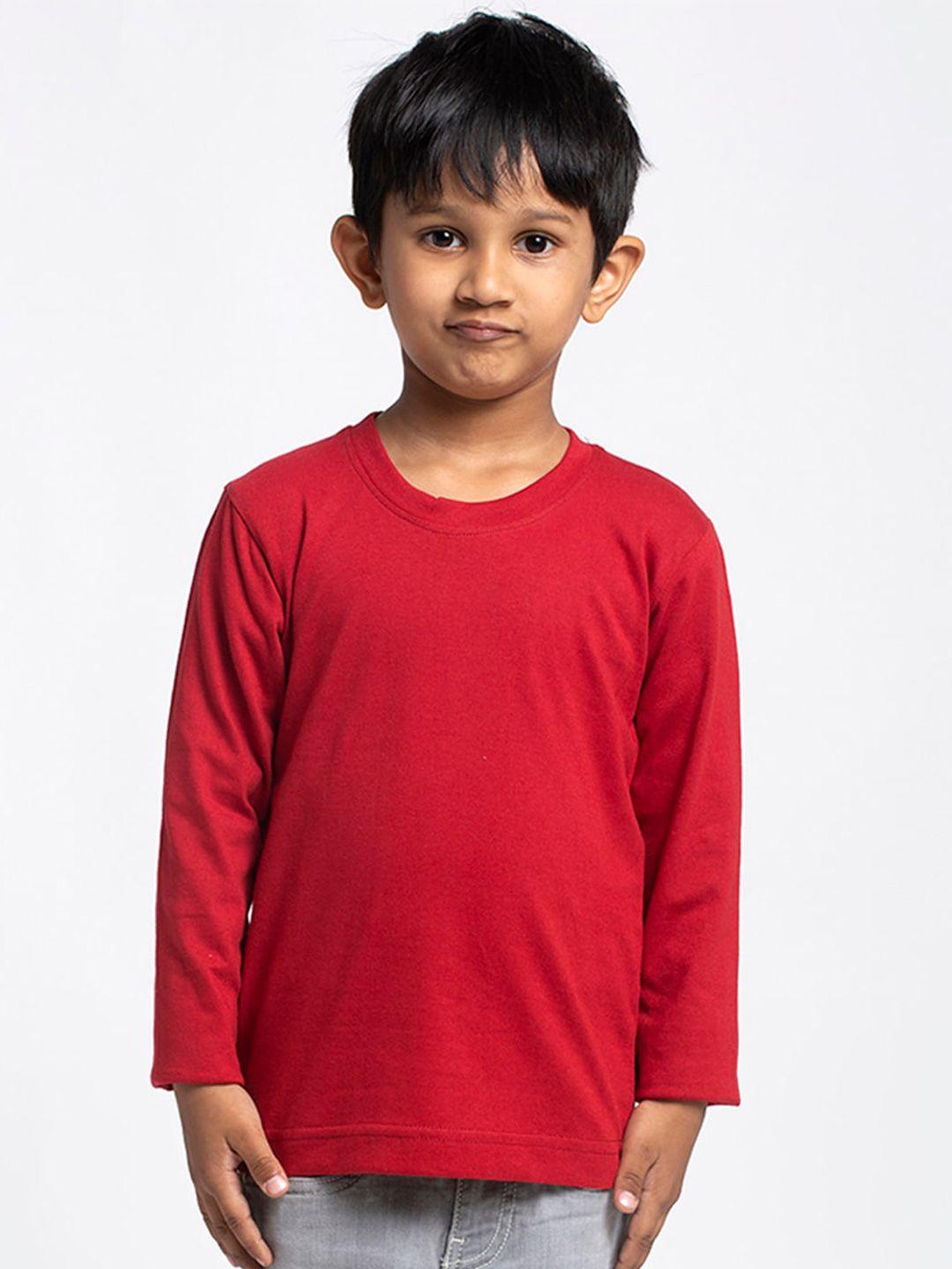 friskers-boys-red-solid-cotton-t-shirt