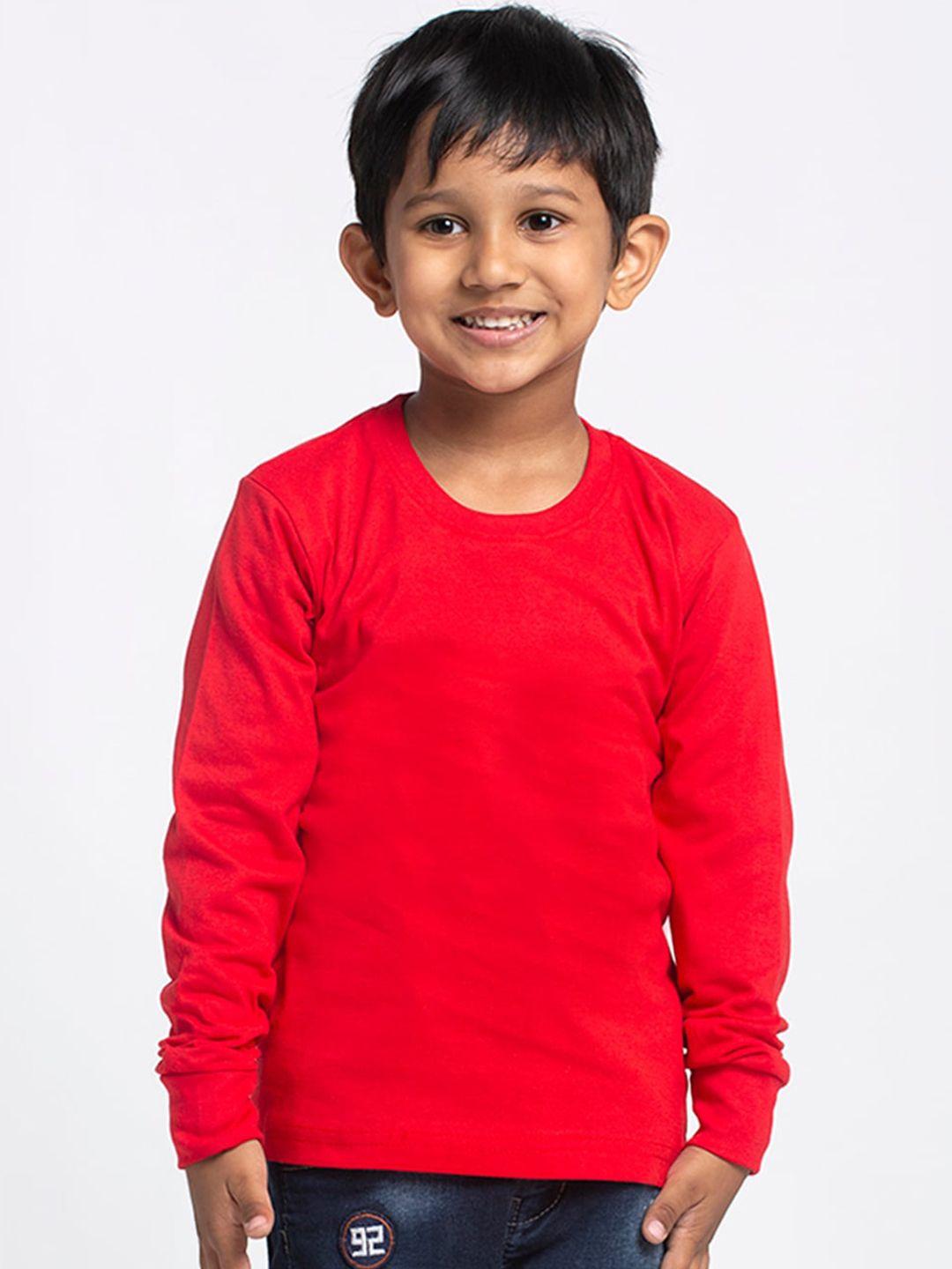 friskers boys red solid t-shirt