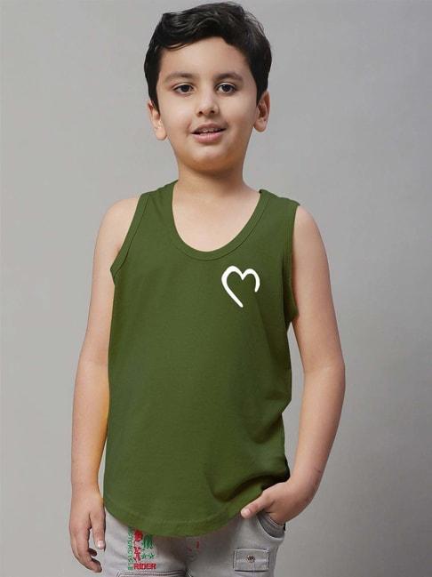 friskers kids olive cotton printed vest