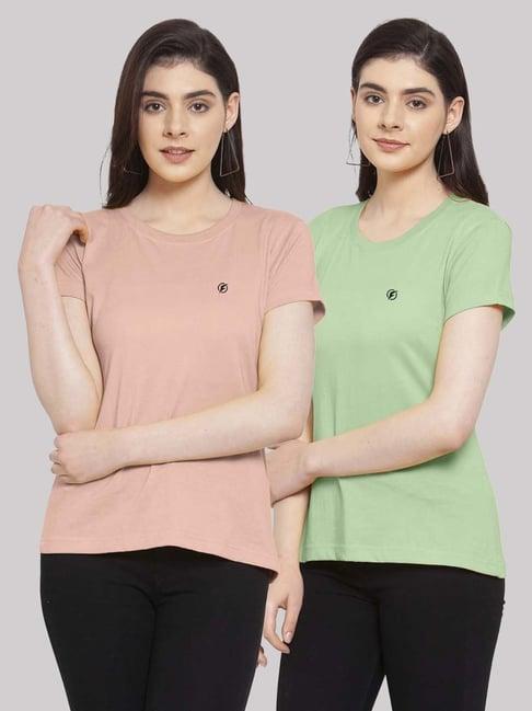 friskers light coral & sea green cotton t-shirt - pack of 2