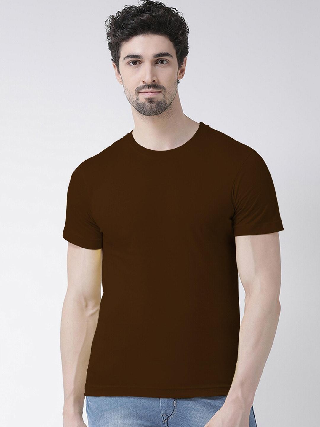friskers men coffee brown pure cotton t-shirt