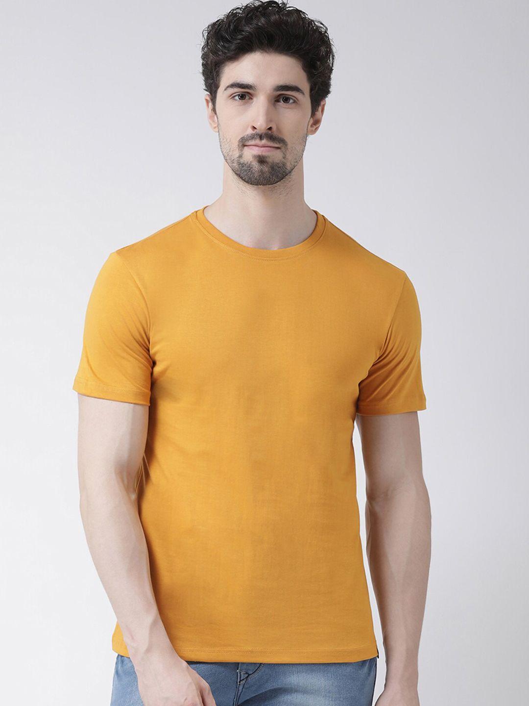 friskers men mustard yellow raw edge t-shirt