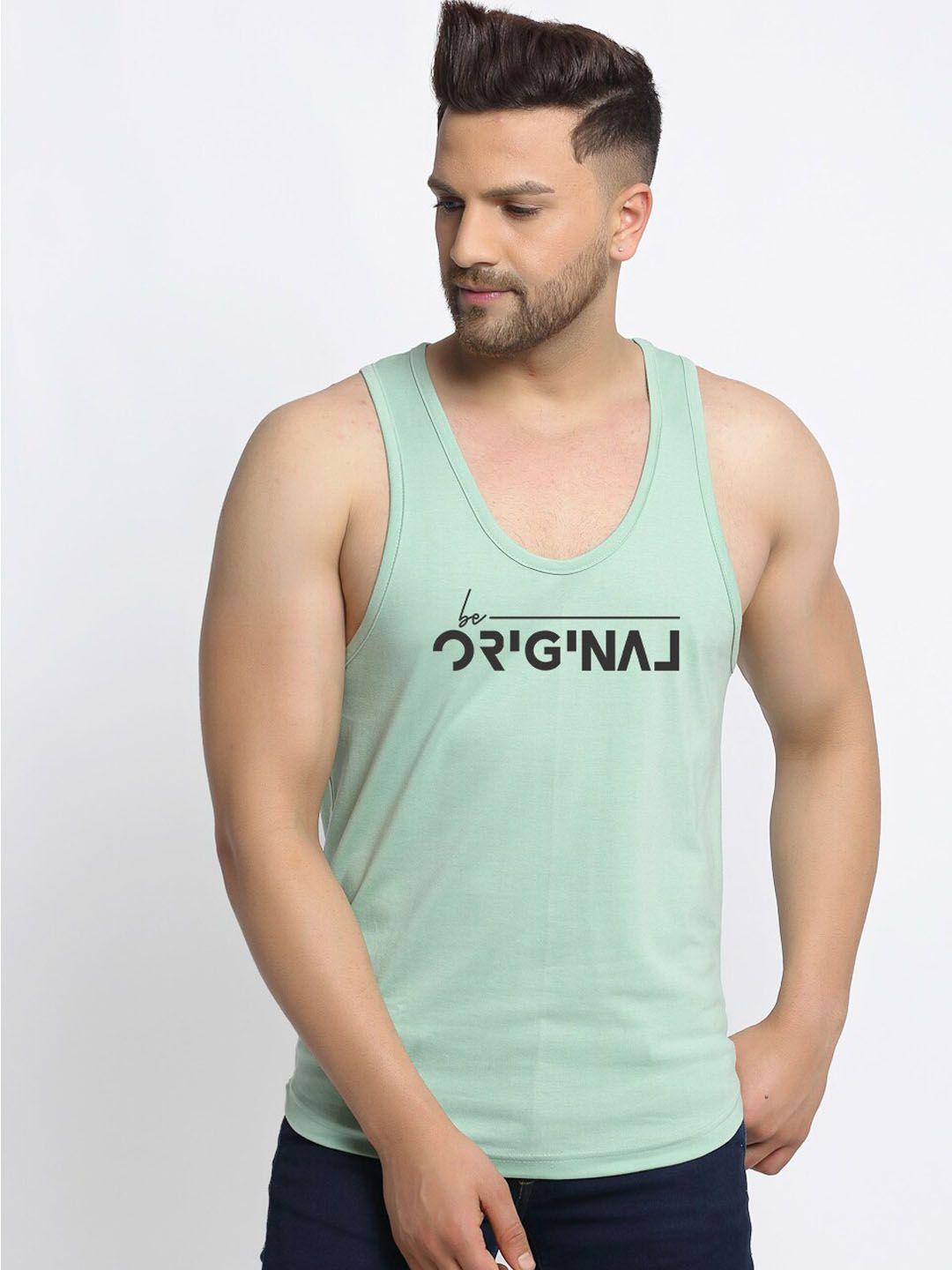 friskers men sea green printed pure cotton innerwear vest