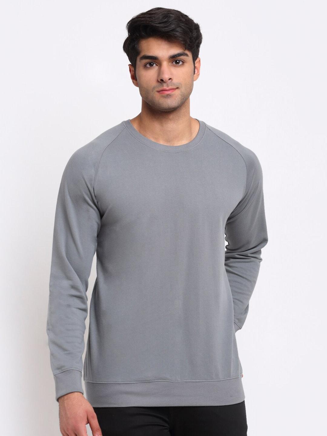 friskers men silver-toned solid woollen sweatshirt