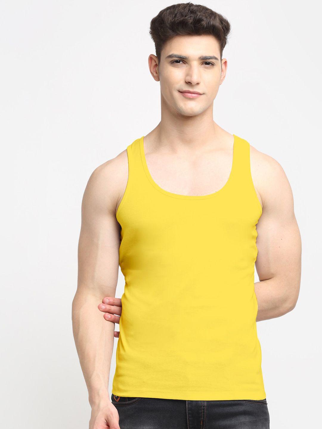 friskers-men-yellow-solid-pure-cotton-tank-innerwear-vest