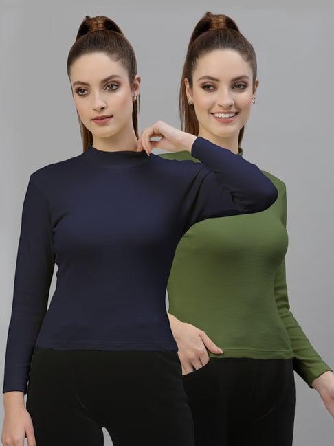 friskers navy & green cotton full sleeves top - pack of 2