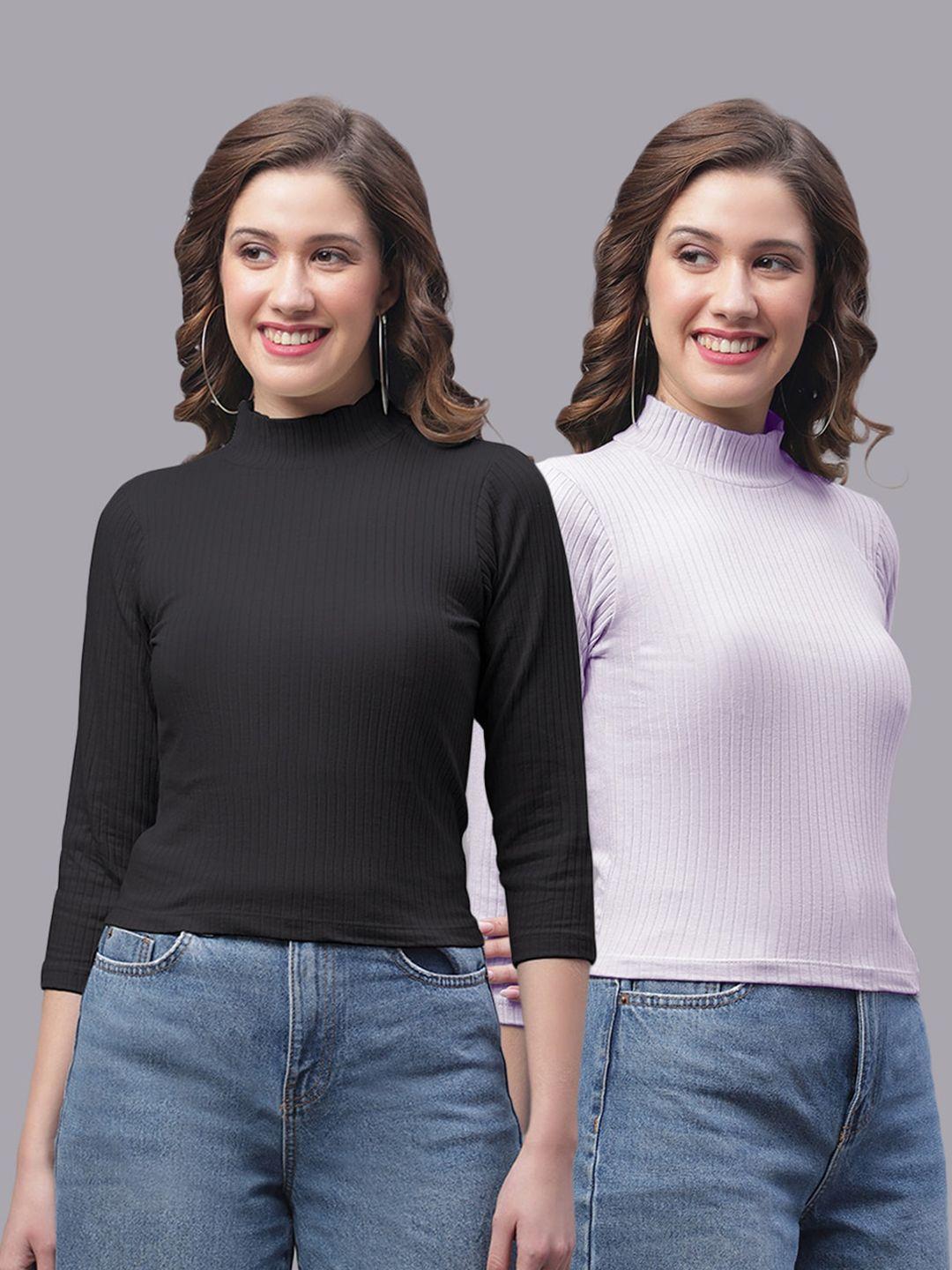 friskers pack of 2 turtle neck full sleeve fitted top