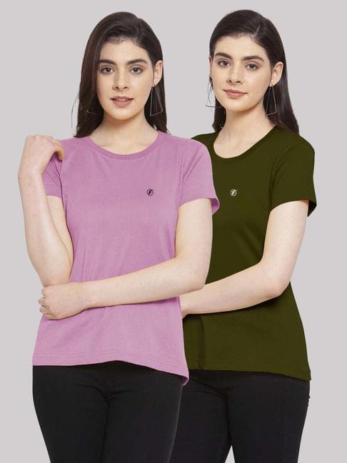 friskers purple & olive cotton t-shirt - pack of 2