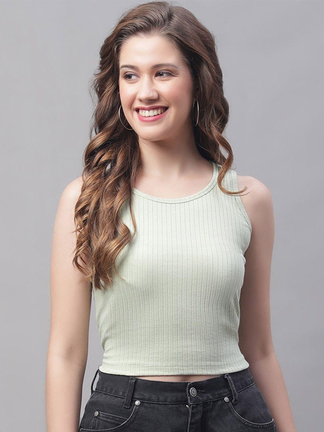 friskers striped round neck crop top
