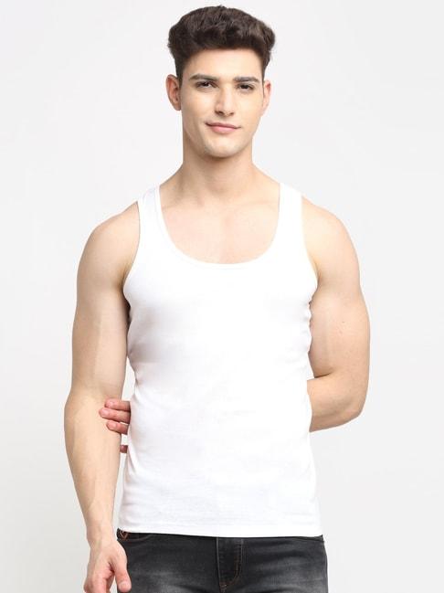 friskers white cotton slim fit vest