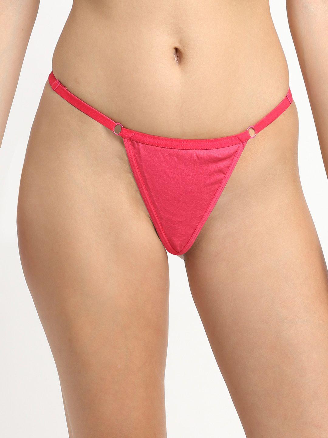 friskers women pink solid thongs o-320-07-s