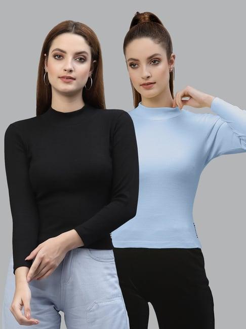 friskers black & blue cotton full sleeves top - pack of 2