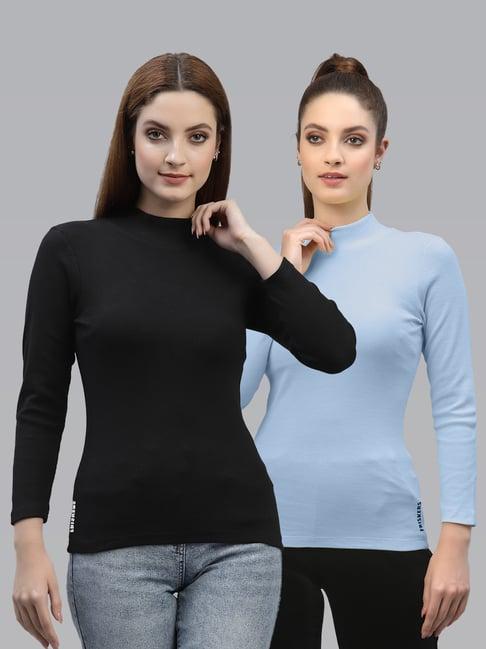 friskers black & blue cotton full sleeves top - pack of 2