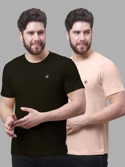 friskers black & coral slim fit crew t-shirt - pack of 2