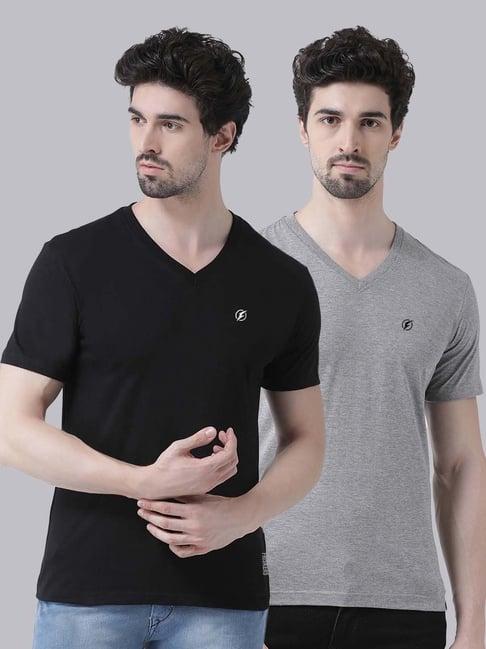 friskers black & grey cotton slim fit t-shirt