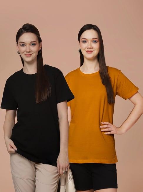 friskers black & mustard cotton t-shirt - pack of 2