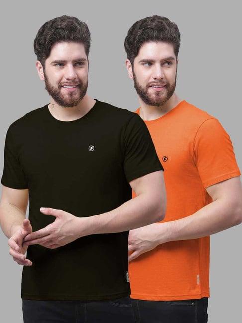 friskers black & orange slim fit crew t-shirt - pack of 2