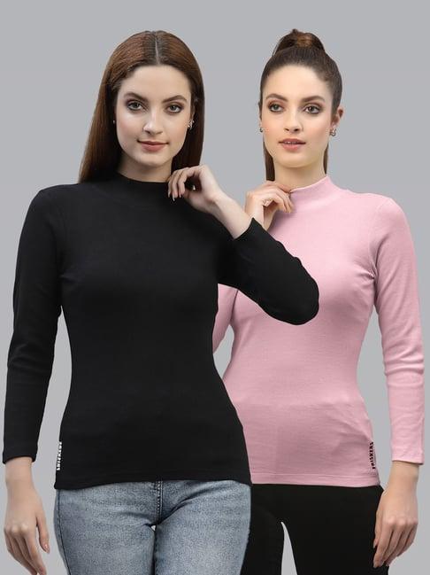 friskers black & pink cotton full sleeves top - pack of 2