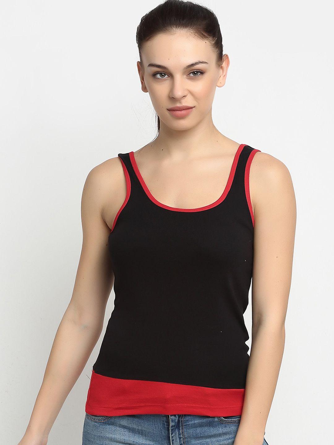 friskers black & red pure cotton pure cotton tank top