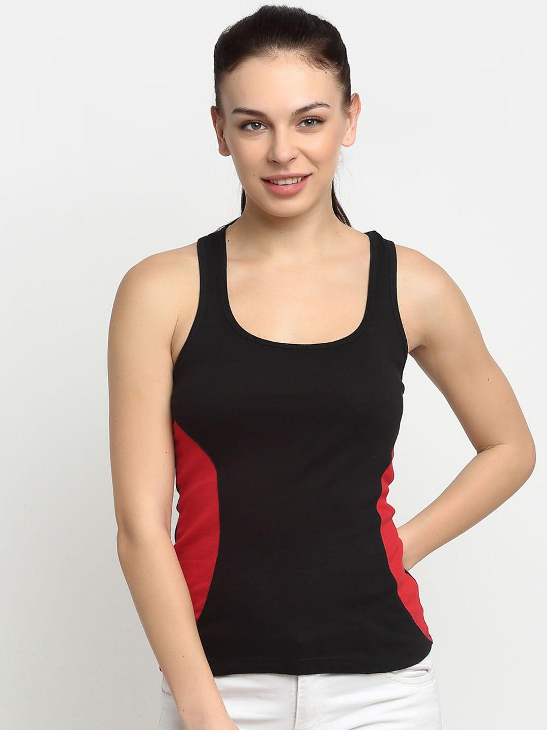 friskers black & red pure cotton tank top