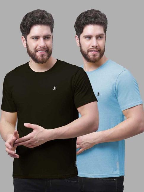 friskers black & turquoise slim fit crew t-shirt - pack of 2