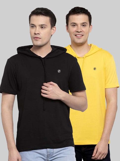 friskers black & yellow slim fit hooded t-shirt - pack of 2