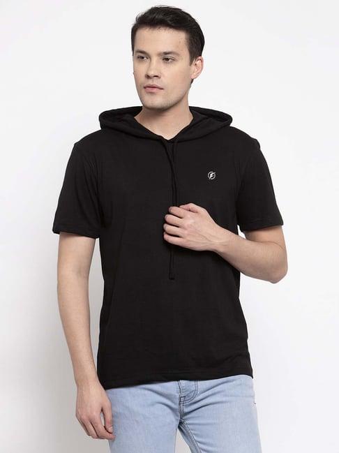 friskers black slim fit hooded t-shirt