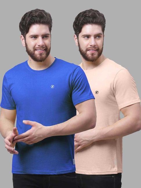 friskers blue & coral slim fit crew t-shirt - pack of 2