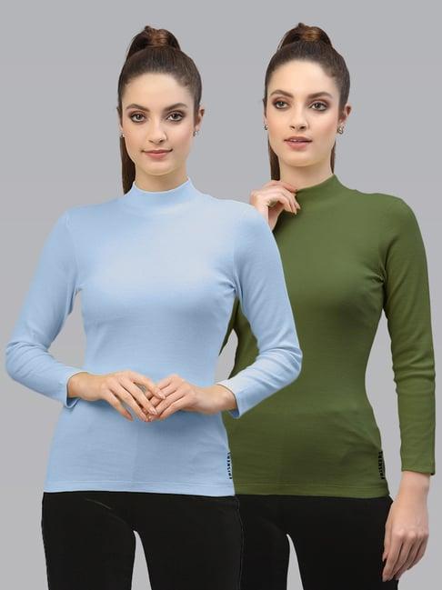 friskers blue & green cotton full sleeves top - pack of 2