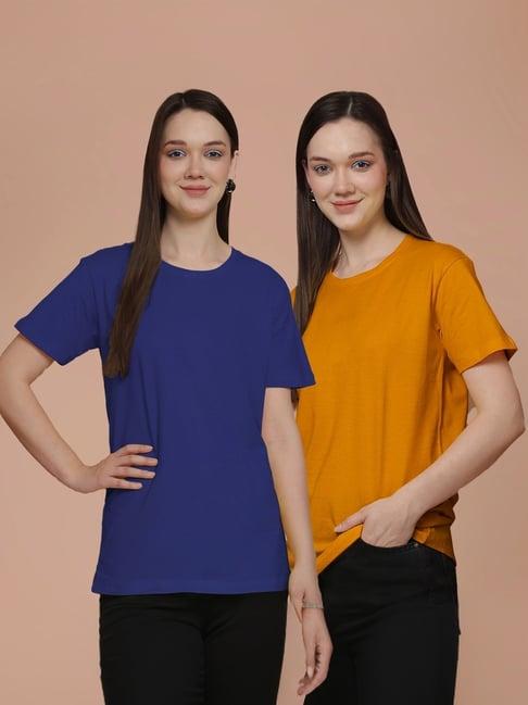 friskers blue & mustard cotton t-shirt - pack of 2