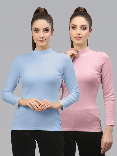 friskers blue & pink cotton full sleeves top - pack of 2