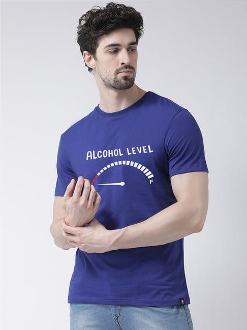 friskers blue cotton slim fit printed t-shirt