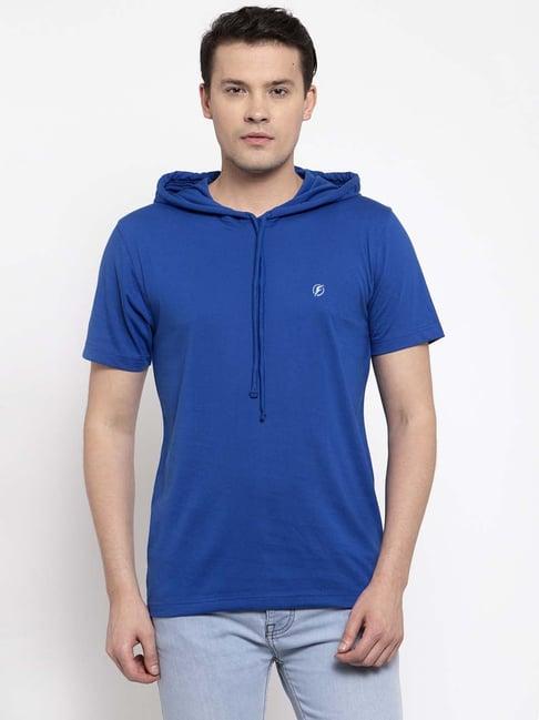 friskers blue slim fit hooded t-shirt