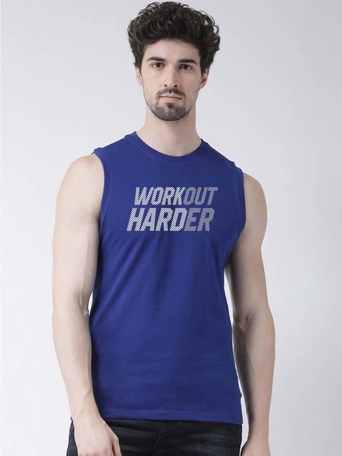 friskers blue slim fit sleeveless t-shirt