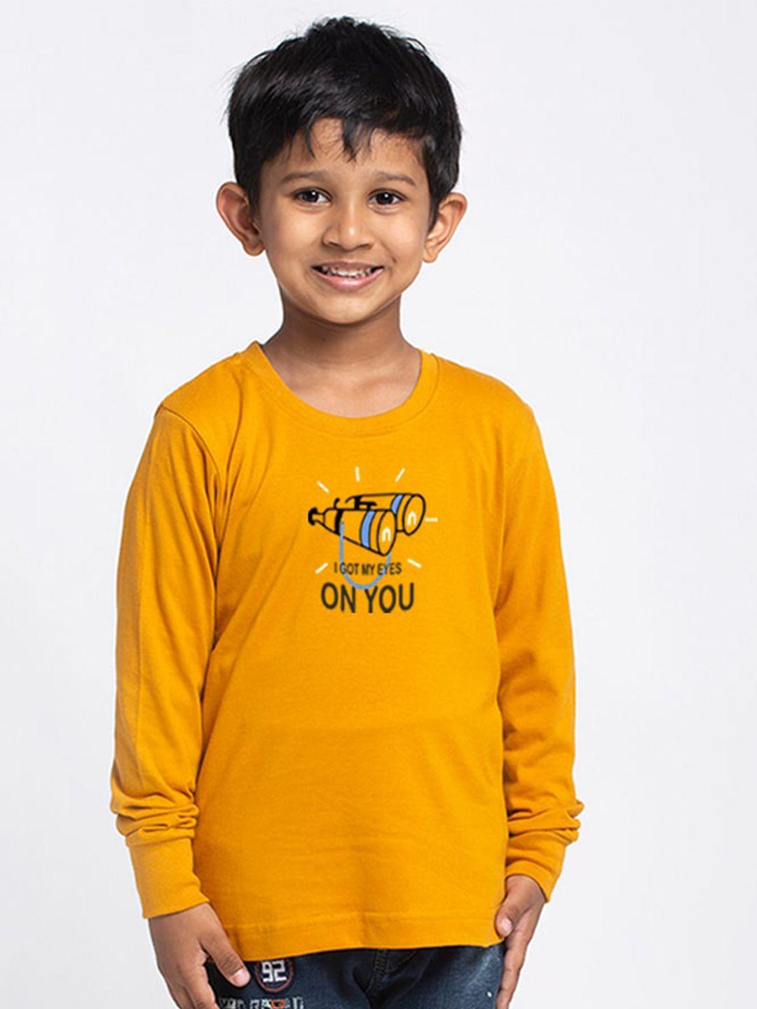 friskers boys gold-toned typography printed applique slim fit t-shirt